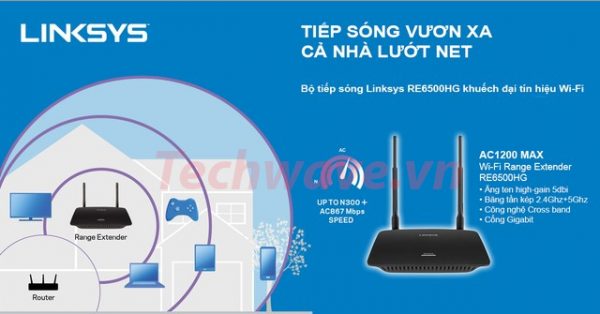 Thiết bị kích sóng Wifi AC1200 Linksys RE6500HG